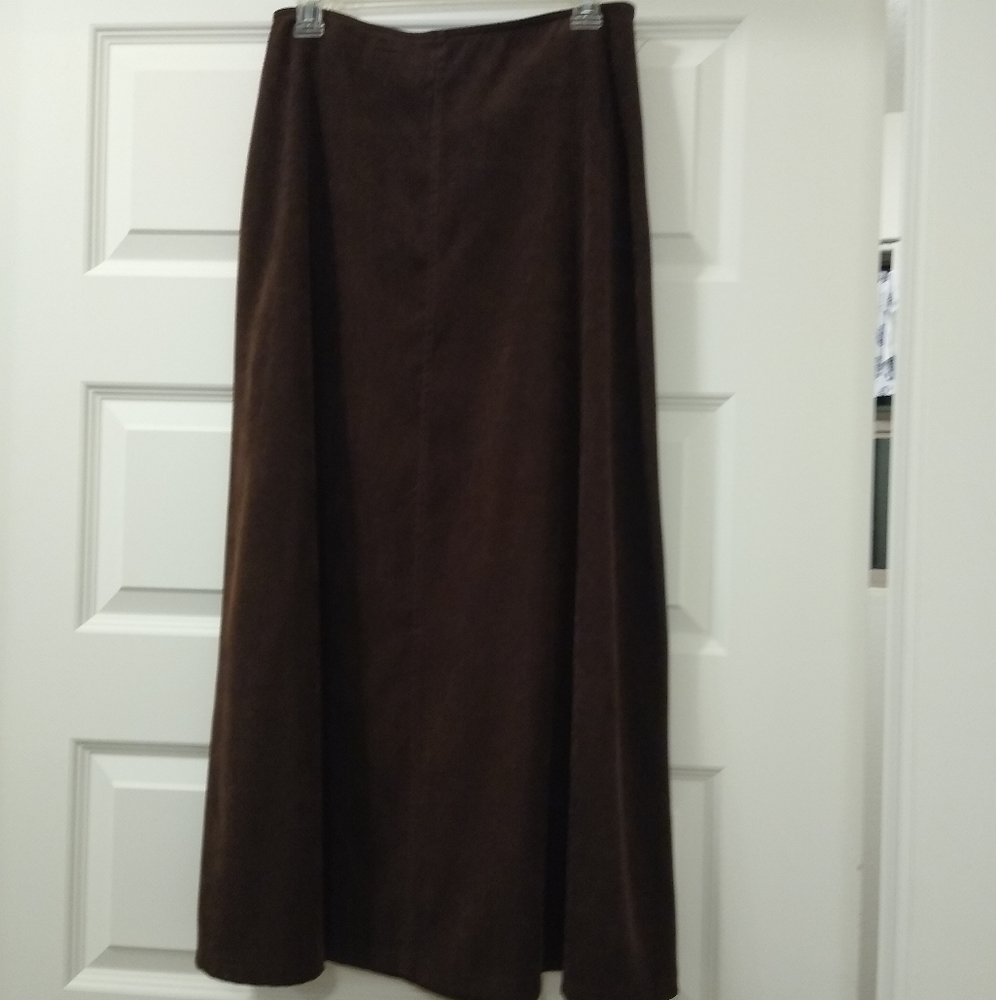 Suede Brown mid calf skirt